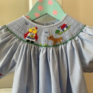 ❤️💙💛4T smocked Little Red Riding Hood dress❤️💙💛
